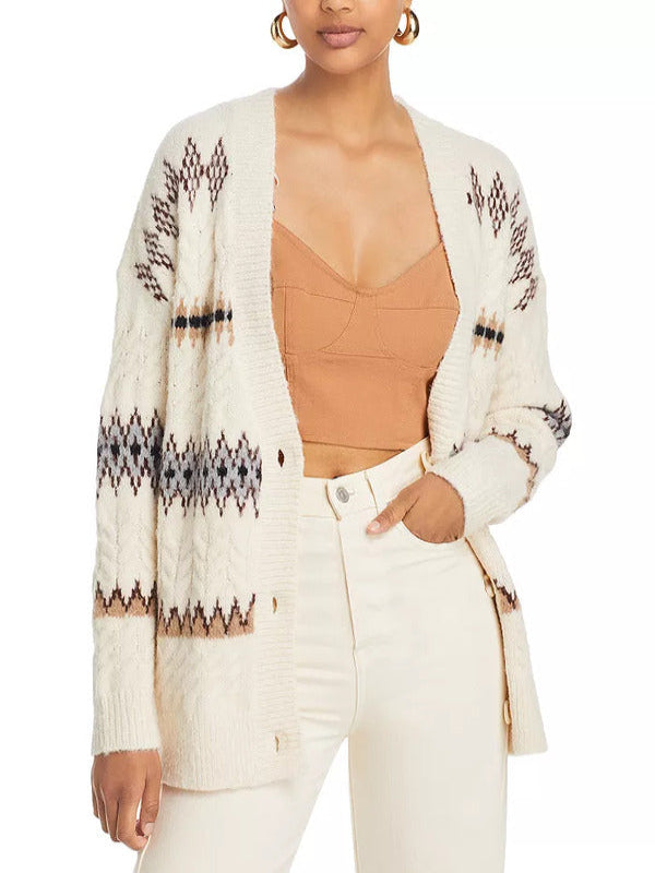 Ransom Canyon 2025 Minka Kelly White Fair Isle Knit Cardigan