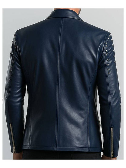 Jack Blue Leather Blazer Leather Blazer for Men Blue