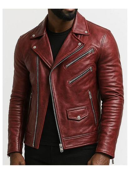 Roman Red Leather Jacket - Leather Jacket for Men Red