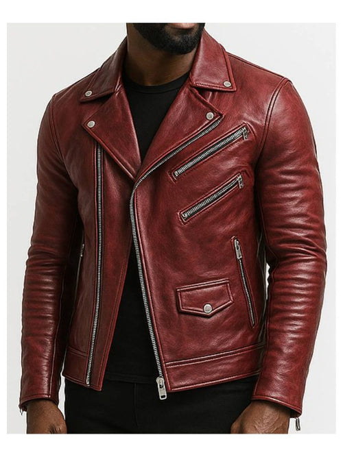 Roman Red Leather Jacket - Leather Jacket for Men Red