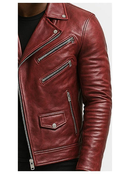 Roman Red Leather Jacket - Leather Jacket for Men Red
