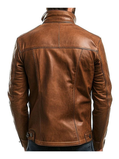 Jacob Leather Brown Jacket - Men Leather Jacket Brown