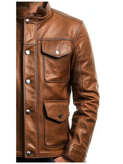 Jacob Leather Brown Jacket - Men Leather Jacket Brown