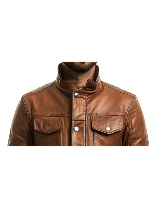Jacob Leather Brown Jacket - Men Leather Jacket Brown