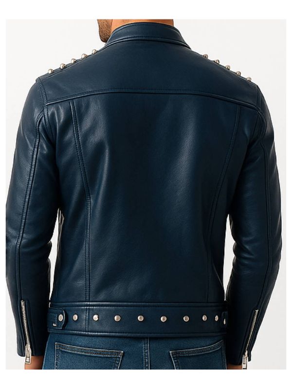 Jaxon Blue Leather Jacket - Men Leather Jacket Blue