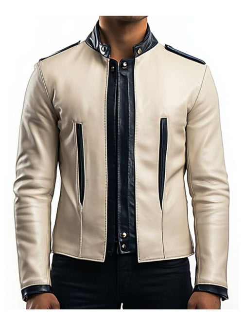 Jesse white Leather Jacket - Men Leather Jacket white