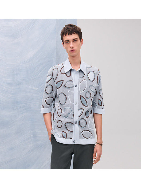 Press Junket 2025 Leo Woodall Leaf Grey Print Shirt