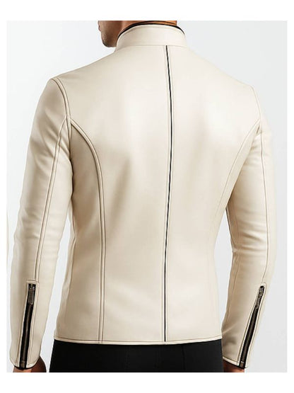 Logan white Leather Jacket - Men Leather Jacket white