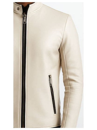 Logan white Leather Jacket - Men Leather Jacket white