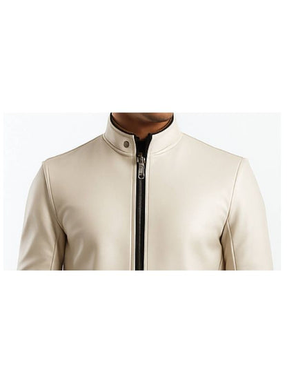 Logan white Leather Jacket - Men Leather Jacket white