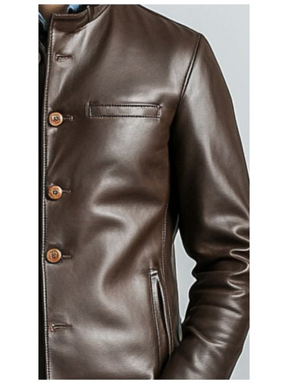 Lucas Leather Brown Jacket - Men Leather Jacket Brown