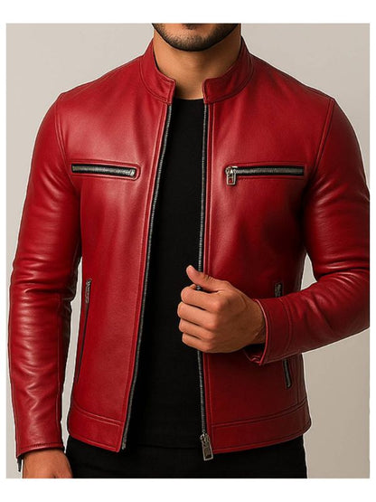 Lucas Red Leather Jacket - Leather Jacket for Men Red
