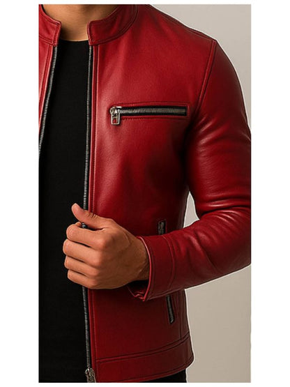 Lucas Red Leather Jacket - Leather Jacket for Men Red