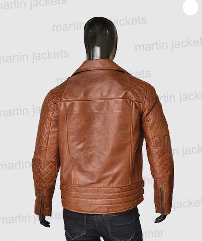 Mens Brown Biker Leather Jacket
