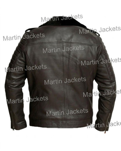 Mens Motorcycle Brown Shearling Leather Jacket