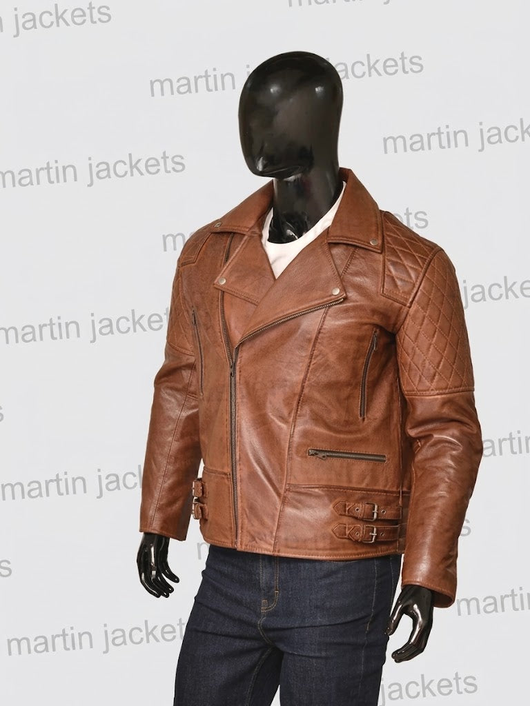 Mens Brown Biker Leather Jacket