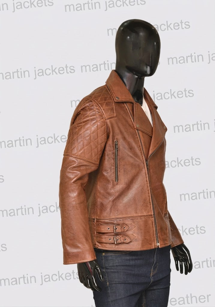 Mens Brown Biker Leather Jacket