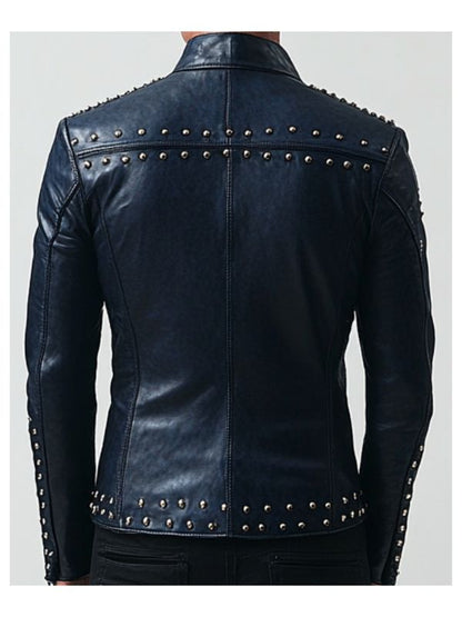 Max Blue Leather Jacket - Men Leather Jacket Blue