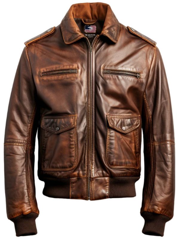 Men 90's Vintage Bomber Leather Jacket