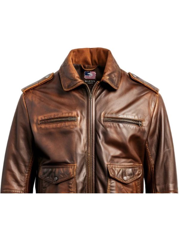 Men 90's Vintage Bomber Leather Jacket