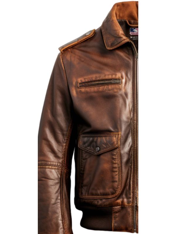 Men 90's Vintage Bomber Leather Jacket