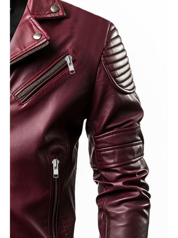 Men Angel Maroon Designer Leather Jacket