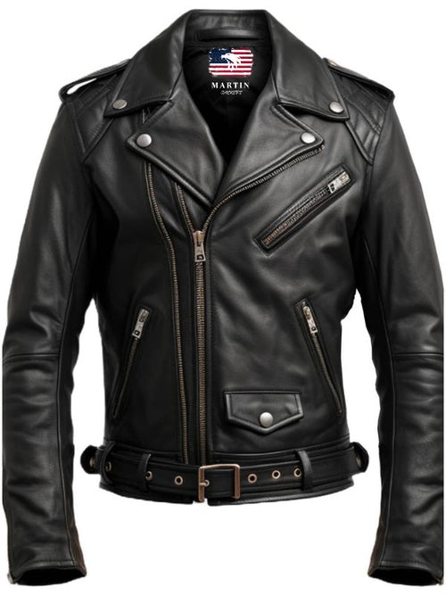 Men Black Biker Leather Jacket - Biker Jacket For Men