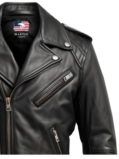 Men Black Biker Leather Jacket - Biker Jacket For Men