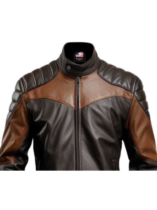 Men Black Brown Biker Stylish Leather Jacket