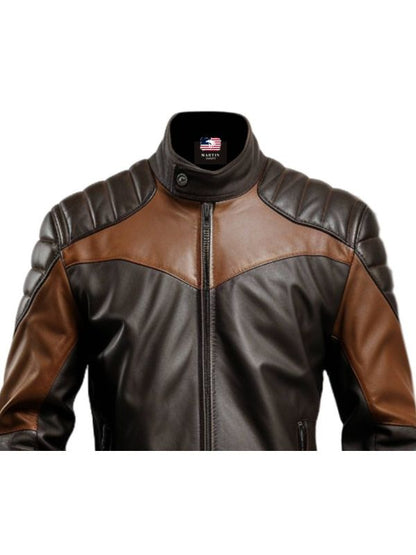 Men Black Brown Biker Stylish Leather Jacket