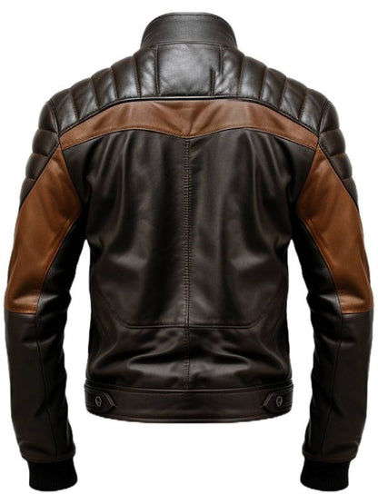 Men Black Brown Biker Stylish Leather Jacket