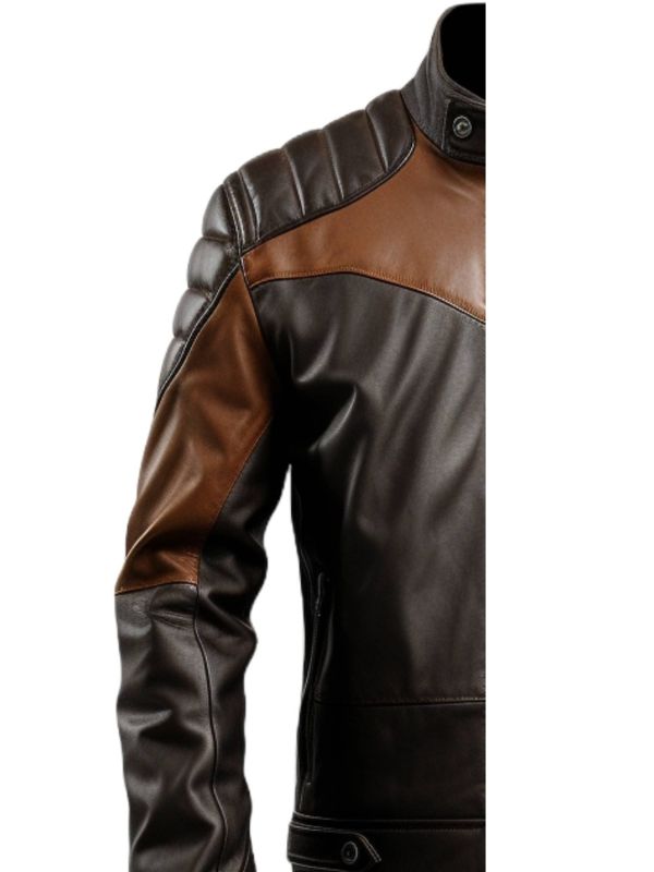 Men Black Brown Biker Stylish Leather Jacket