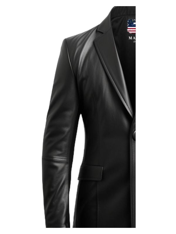 Men Black Leather Blazer - Leather Blazer for Men