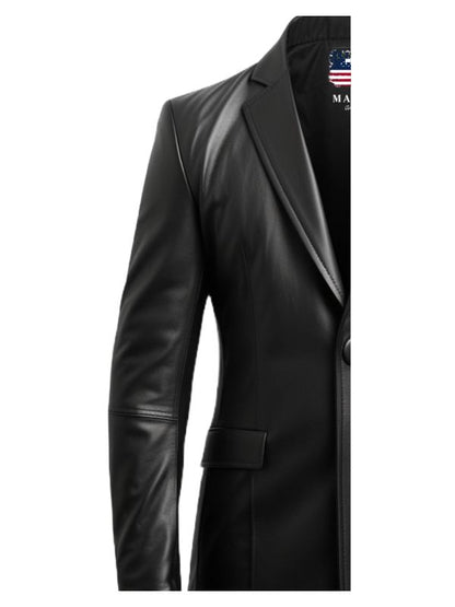 Men Black Leather Blazer - Leather Blazer for Men