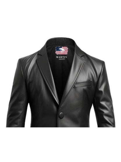 Men Black Leather Blazer - Leather Blazer for Men