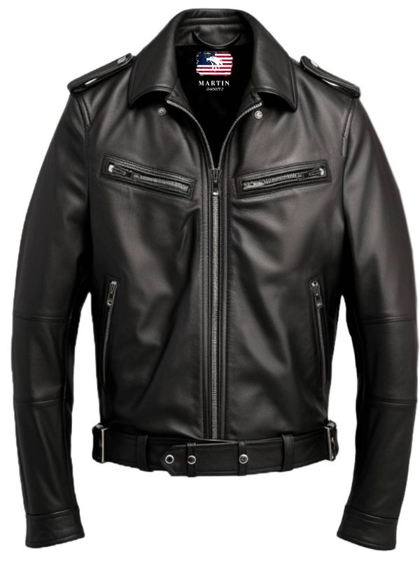Men Black Leather Jacket - Biker Black Jacket