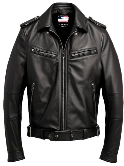 Men Black Leather Jacket - Biker Black Jacket