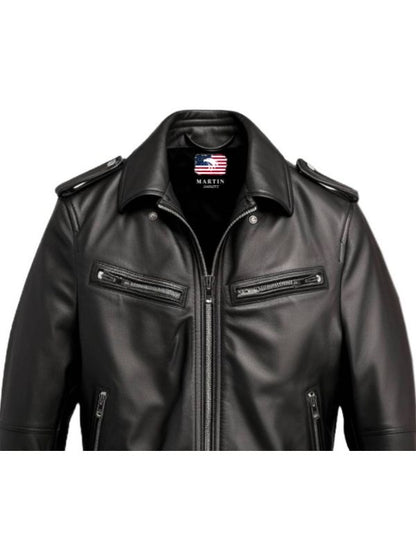 Men Black Leather Jacket - Biker Black Jacket