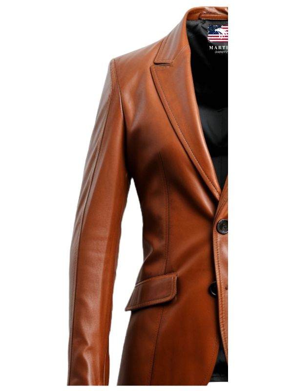 Men Brown Leather Blazer - Leather Blazer for Men