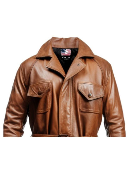 Men Brown Leather Coat- Leather Coat Brown for Men