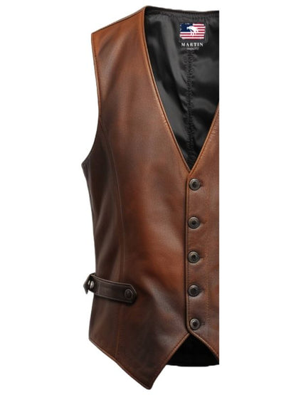 Men Classic Brown Leather Vest