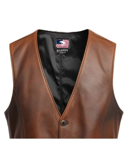 Men Classic Brown Leather Vest