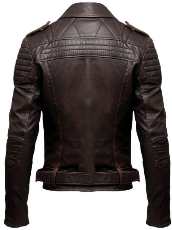 Men Dark Brown Biker Leather Jacket - Men's Brown Leather Jacket
