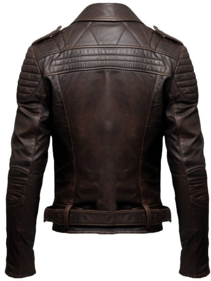 Men Dark Brown Biker Leather Jacket - Men's Brown Leather Jacket