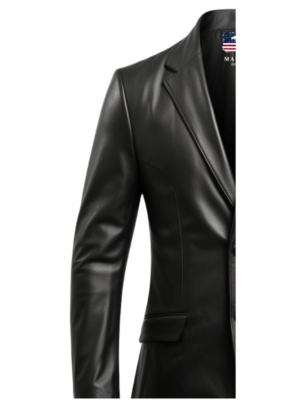 Men Designer Black Leather Blazer