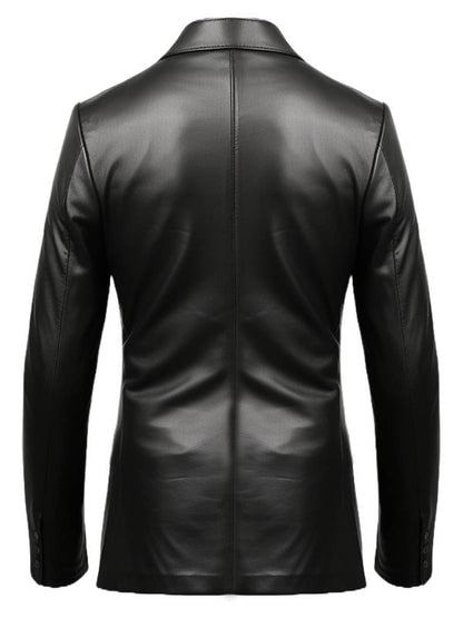 Men Designer Black Leather Blazer