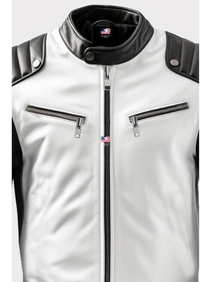 Men Harlay Sportage Black & White Faux Leather Jacket
