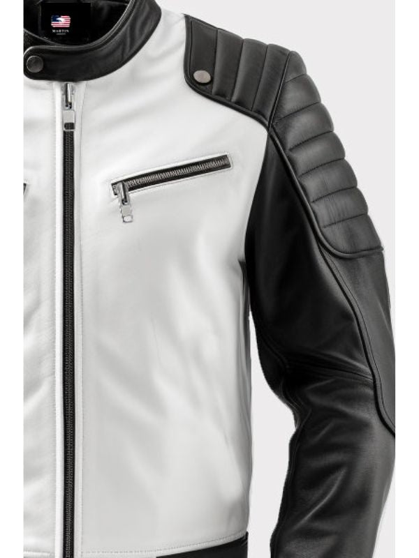 Men Harlay Sportage Black & White Faux Leather Jacket
