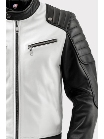 Men Harlay Sportage Black & White Faux Leather Jacket