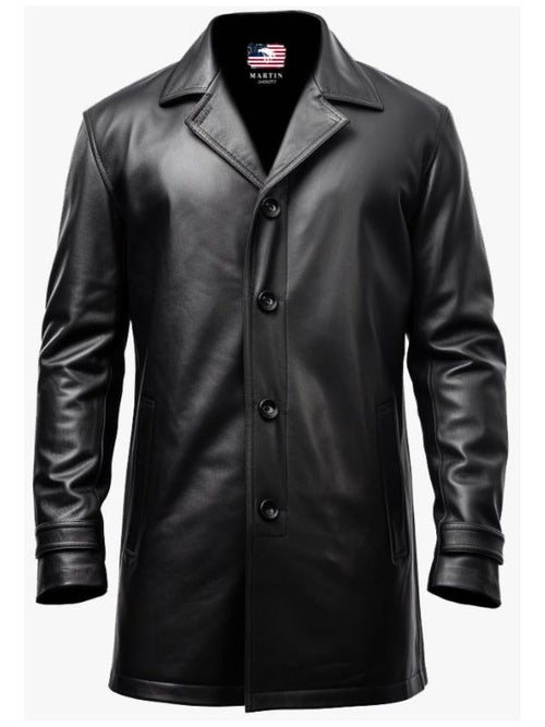Men Leather Coat - Black Leather Coat